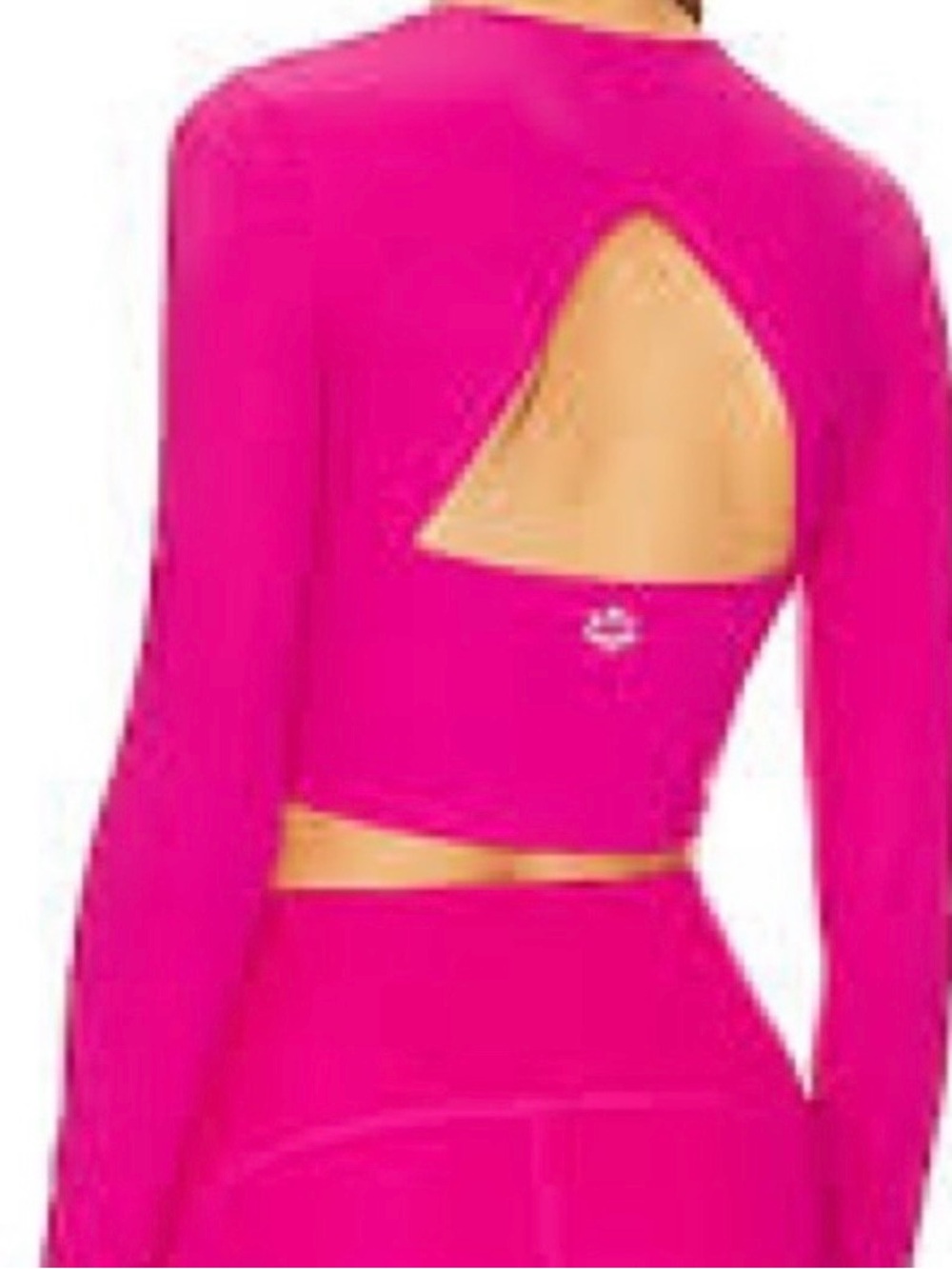 Beyond Yoga Women’s Hot Pink Long Sleeve Crop Top with Back Cutout S/P